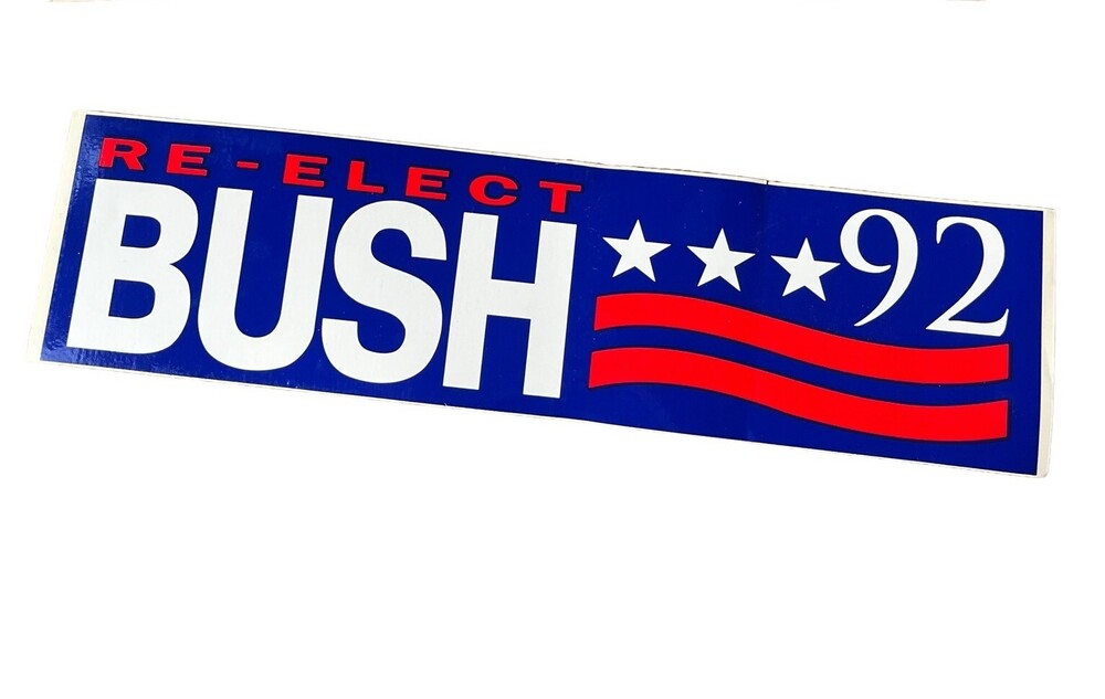 VTG 1992 Re-Elect Bush Presidential Election Original Republican Bumper Sticker